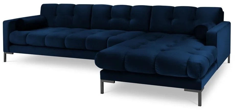 Divano angolare in velluto blu scuro, angolo destro Bali - Cosmopolitan Design