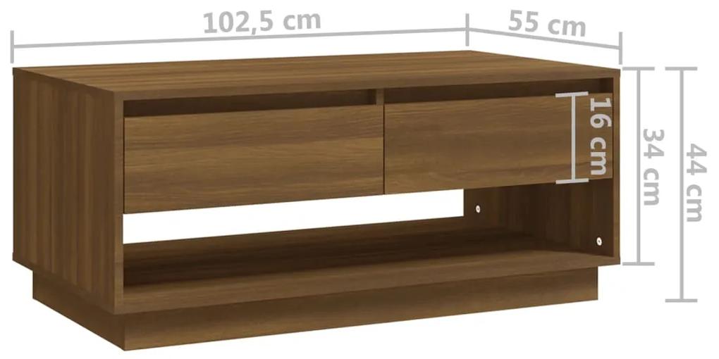 Tavolino da Salotto Marrone Rovere 102,5x55x44 cm in Truciolato