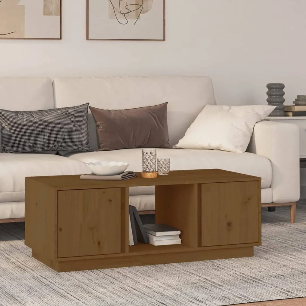 Tavolino Da Salotto Ambra 110x50x40 Cm Legno Massello Di Pino /