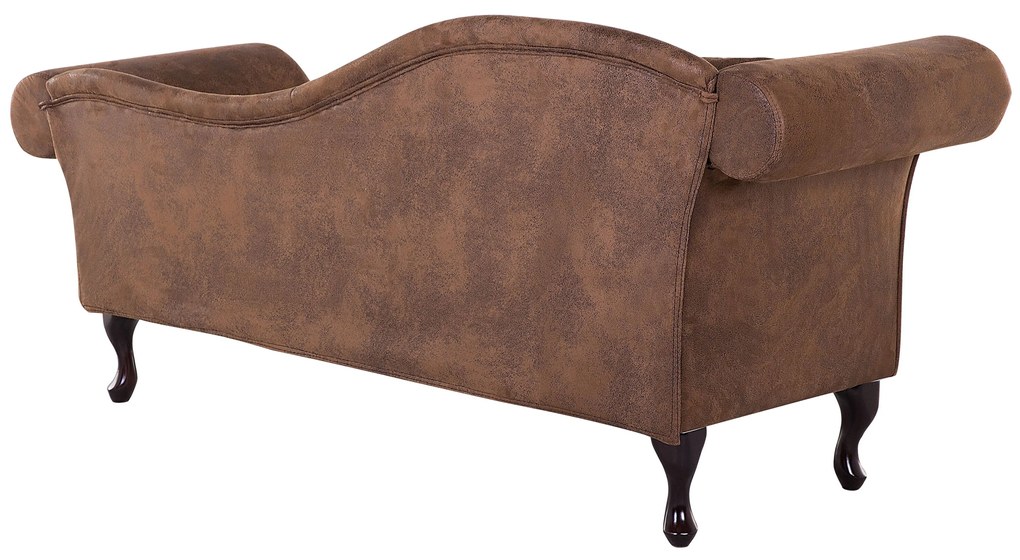 Chaise-longue in scamosciato sintetico marrone sinistra LATTES Beliani