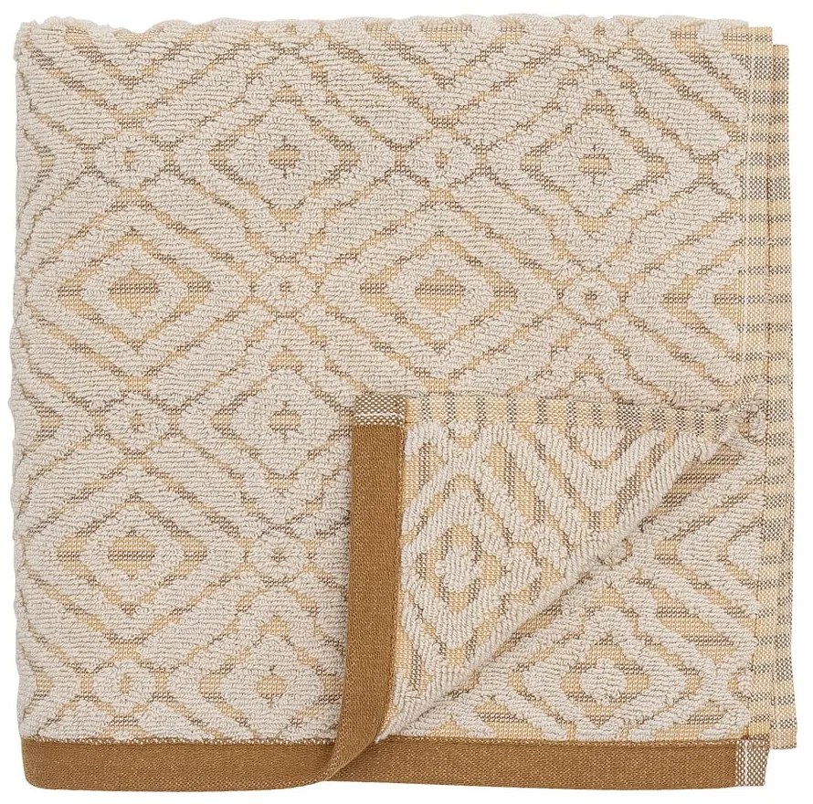 Asciugamano in cotone color senape-crema 100x50 cm Malou - Bloomingville