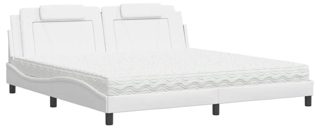 Letto con materasso bianco 200x200cm in similpelle