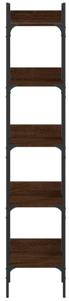 Libreria 5 ripiani rovere marrone 35x30x174cm legno multistrato