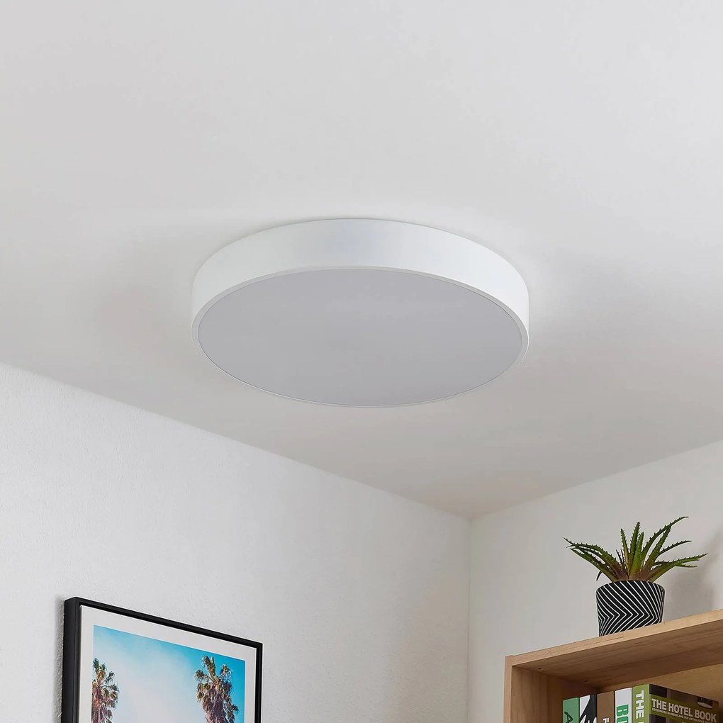 Plafoniera a LED Simera Lindby, dimmerabile, Bianco / Opale, Soggiorno / Sala da pranzo, Plastica, Moderno, Plafoniera LED