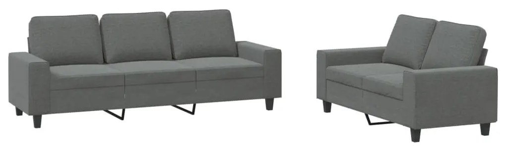 Set di divani 2 pz grigio scuro in tessuto