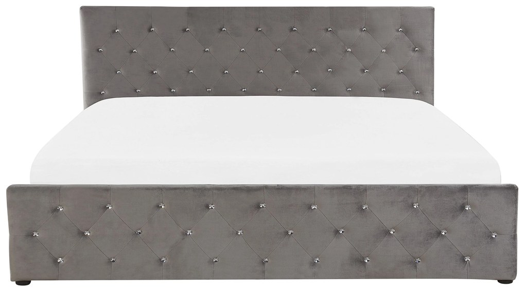 Letto contenitore velluto grigio 180x200 cm AMIENS Beliani