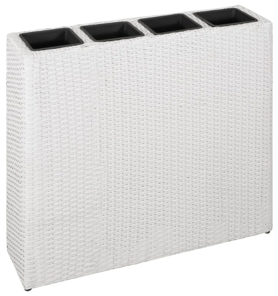 Letto Rialzato Da Giardino Con 4 Vasi İn Polyrattan Bianco /