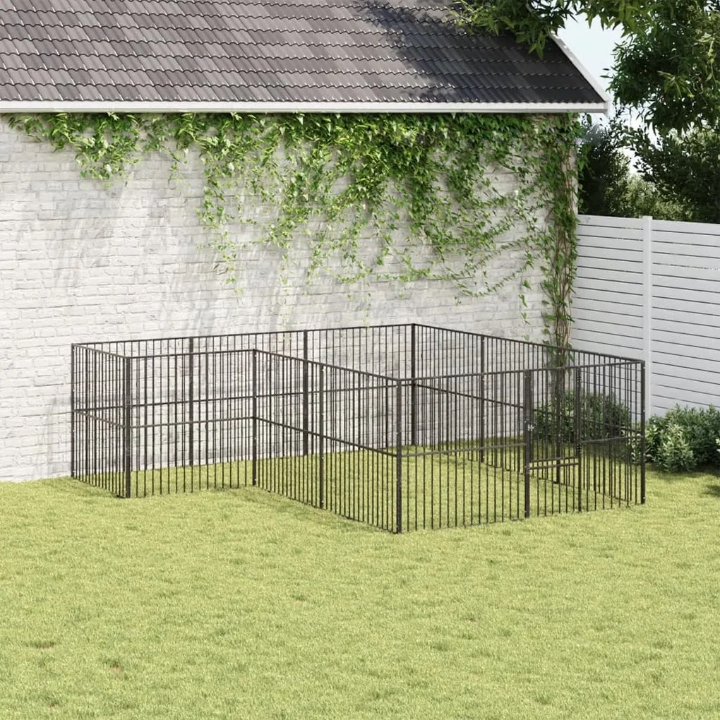 Box per cani 12 pannelli nero acciaio zincato