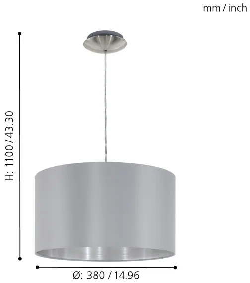 Eglo 31601 - Lampadario a sospensione con filo MASERLO 1xE27/60W/230V