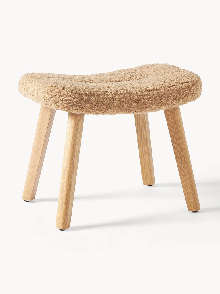 Pouf in teddy con gambe in legno Wing