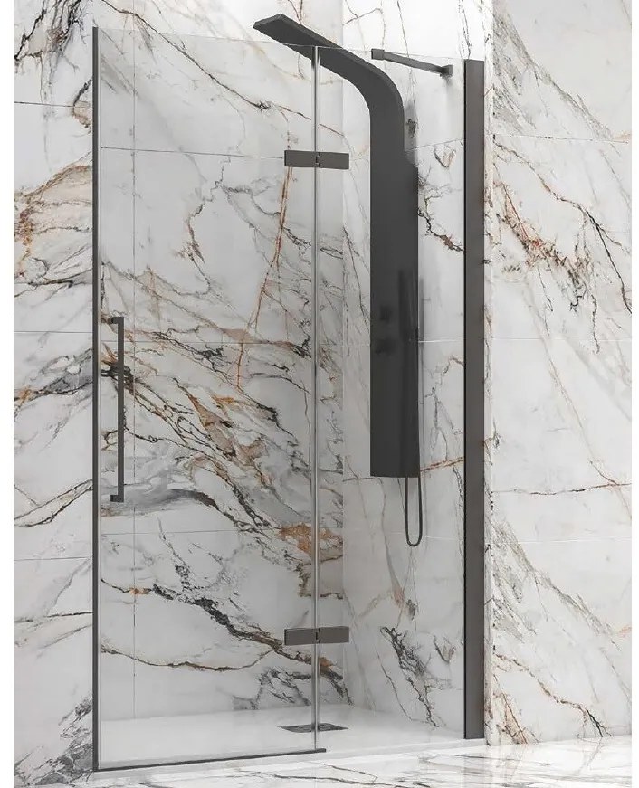 Box Porta doccia nicchia battente frameless telaio nero Cristallo 8mm h 200 100 cm