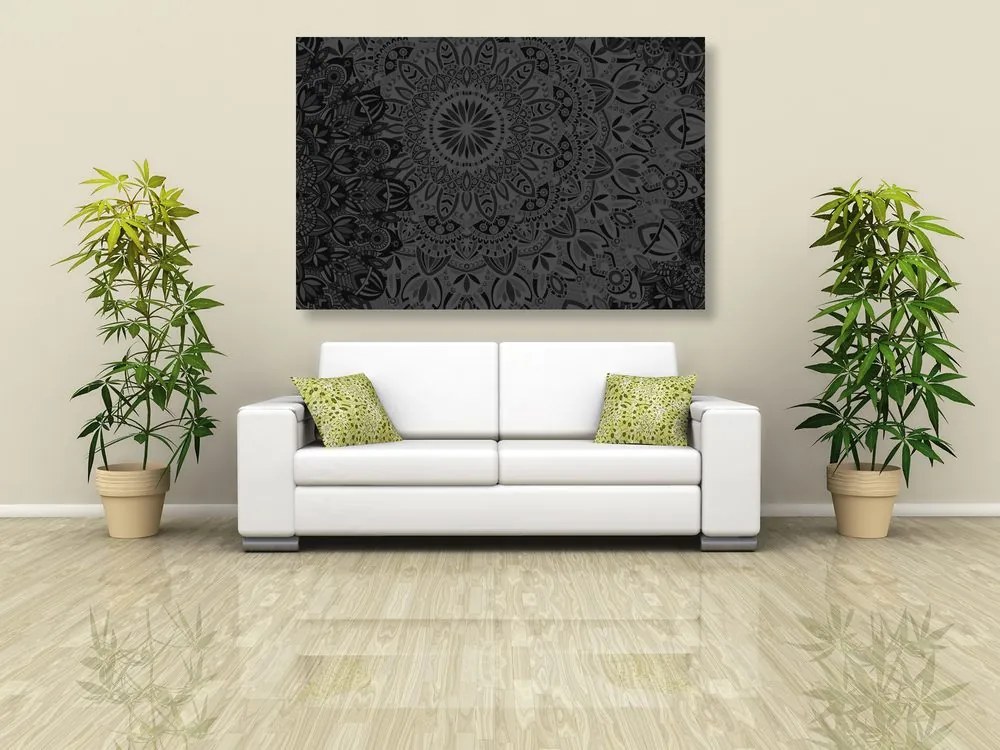 Stampa su tela – Mandala elegante in bianco e nero