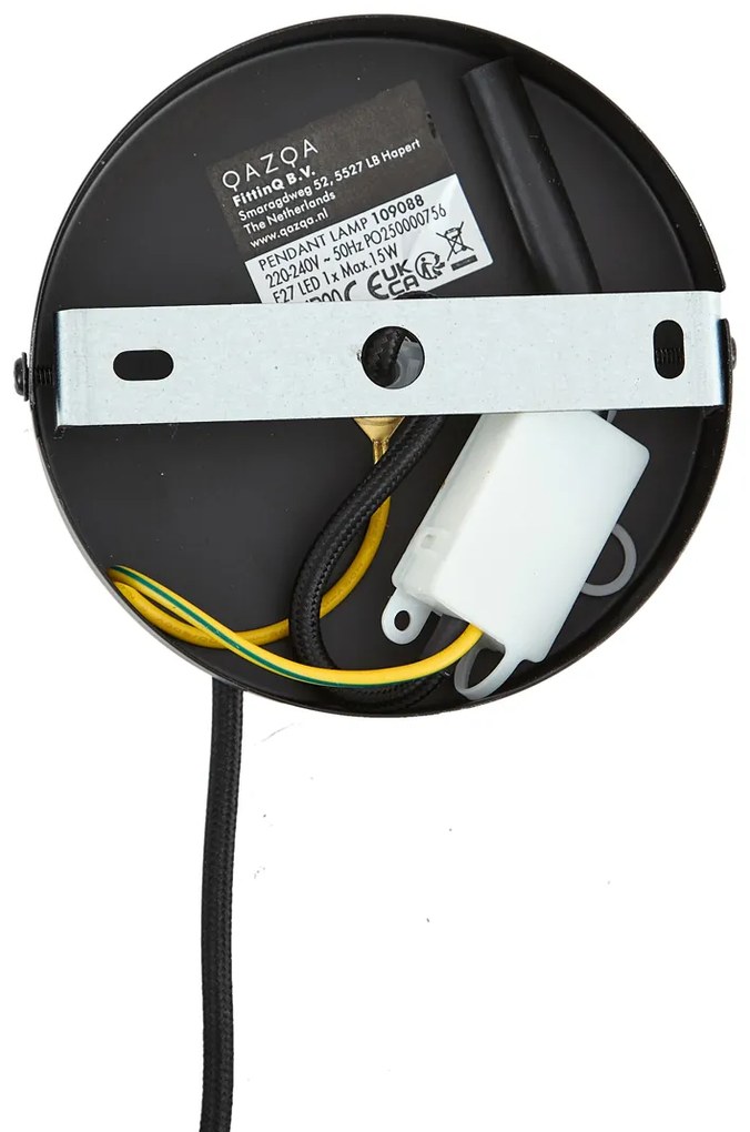 Lampada a sospensione nera con vetro fumé e ambrato rotonda a 8 luci - Monaco