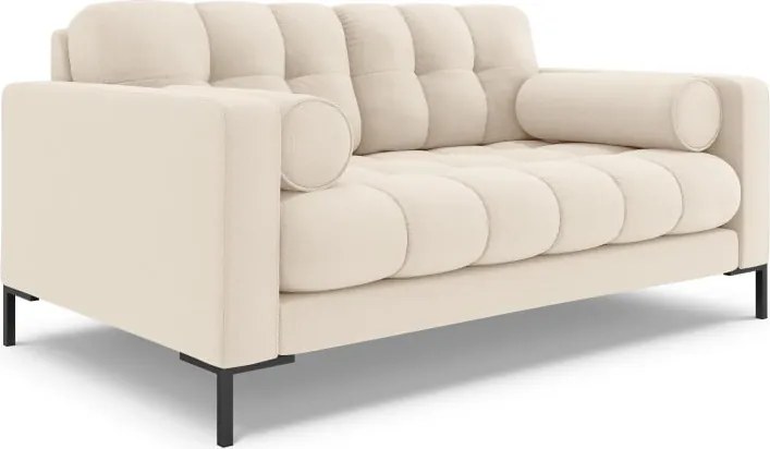 Divano Bali 2 posti in tessuto strutturato con gambe nere - L152cm