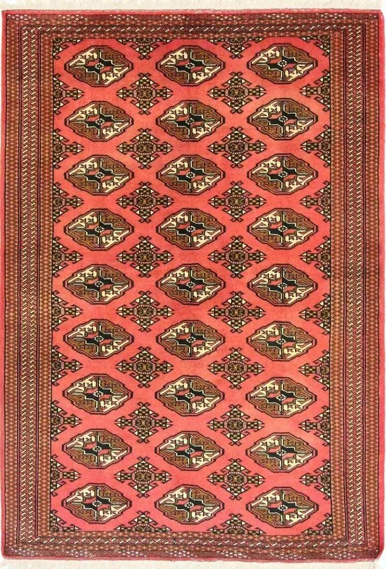 Turkmen Tappeto 190 x 140 Rosso (Iran) Annodato A Mano