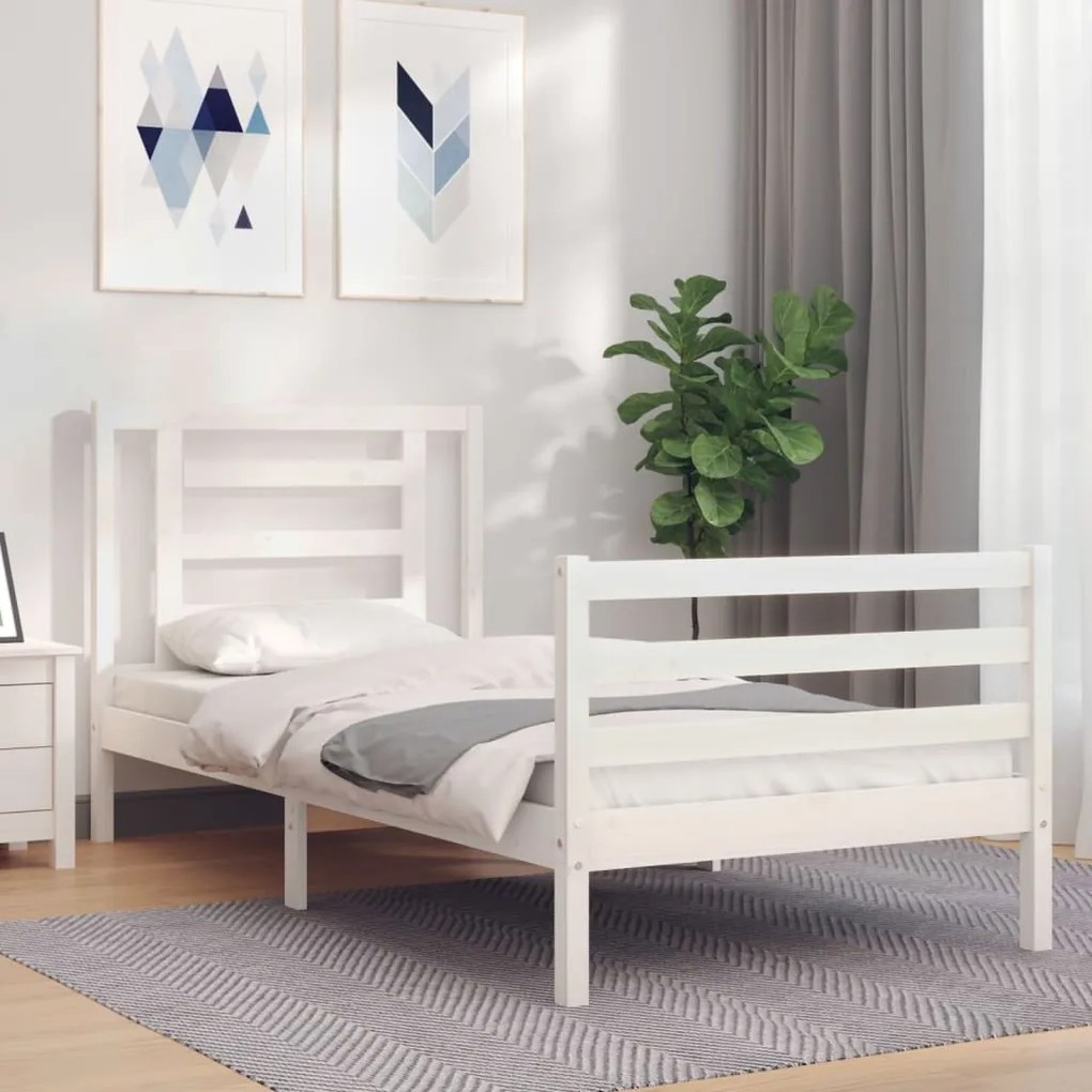 Giroletto con testiera bianco small single legno massello