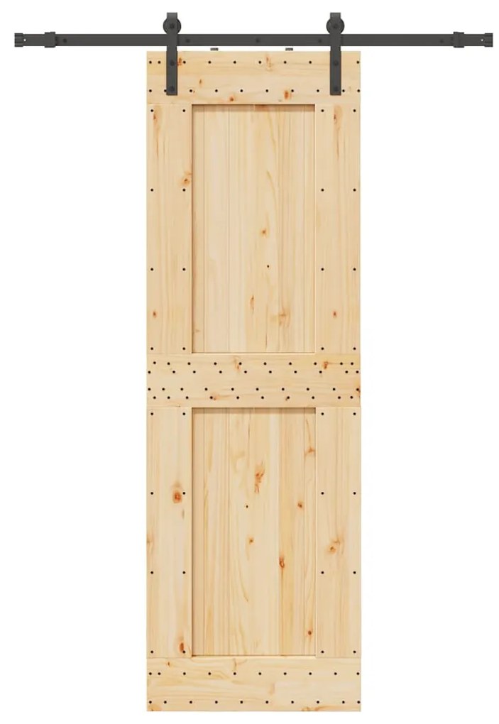 Porta Scorrevole Con Set Hardware 70x210 Cm Legno Massello Pino /