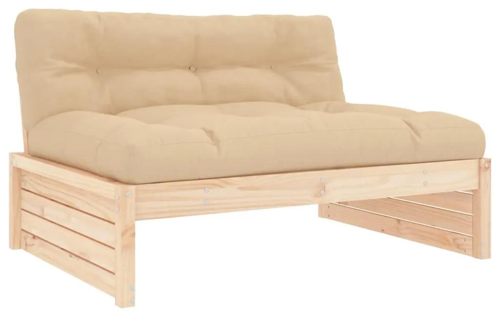 Set divani da giardino 4 pz con cuscini in legno massello