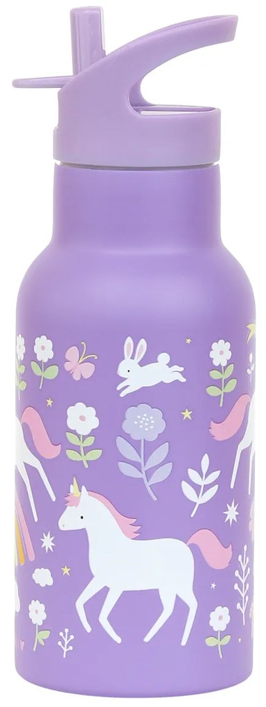 A Little Lovely Company - borraccia in acciaio inox, 350 ml - unicorni e arcobaleno