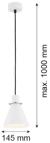 Argon 4681 - Lampadario su corda BEVERLY 1xE27/15W/230V bianco/cromo lucido