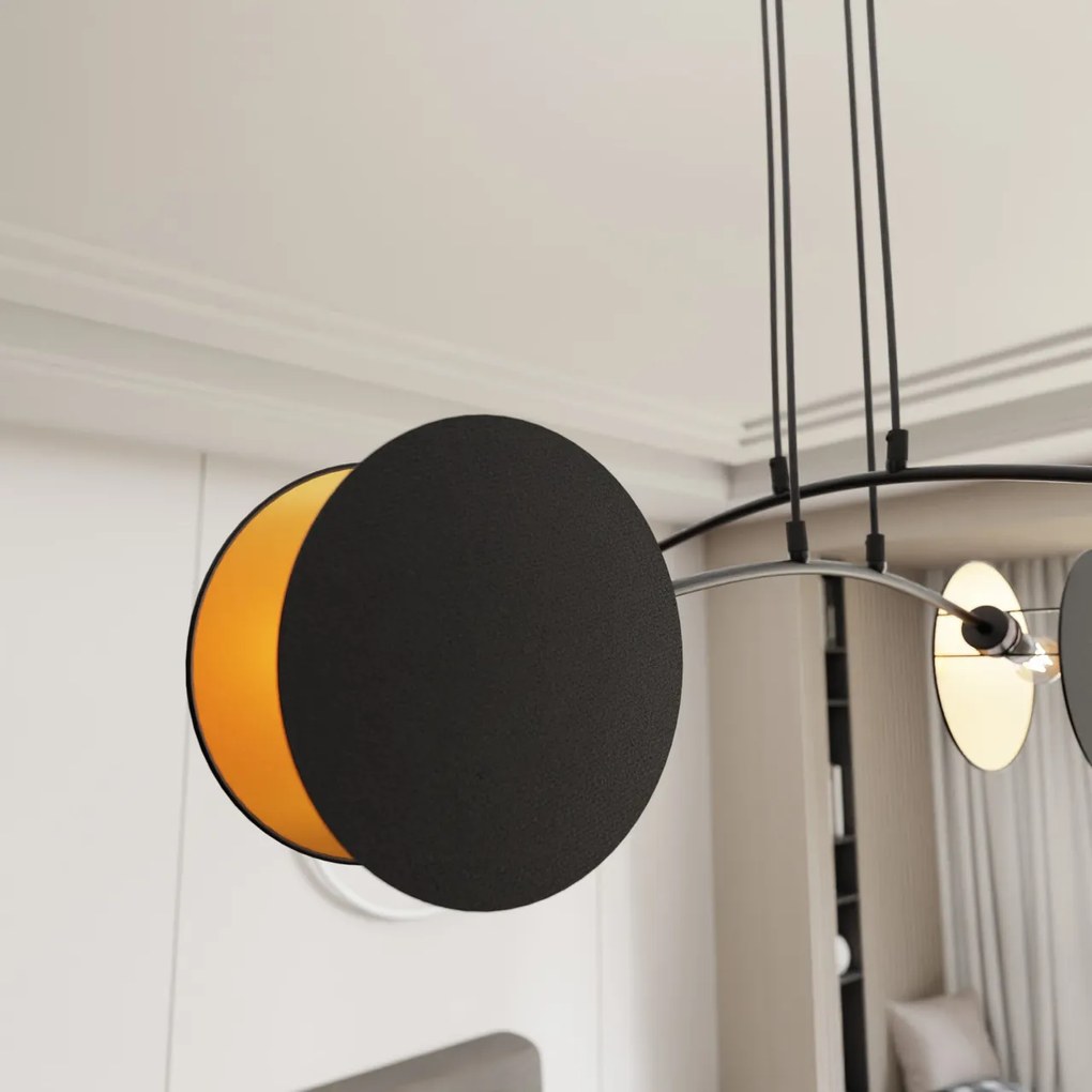 Lampadario a Sospensione MOTIF 4 in Acciaio e Tessuto 4xE27