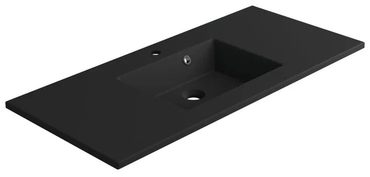 Lavabo a incasso rettangolare vasca centrale Neo L 106 x H 11.2 x P 48.5 cm in composito minerale di resina gelificata nero opaco