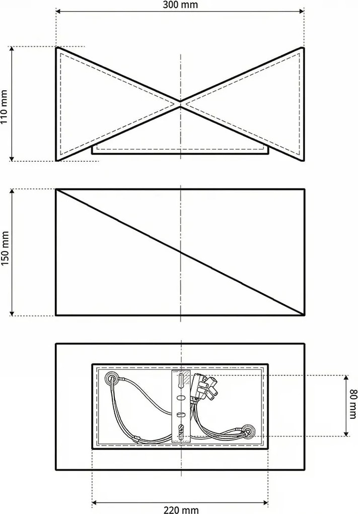Applique da Parete 2xG9 a Clessidra in Gesso Pitturabile