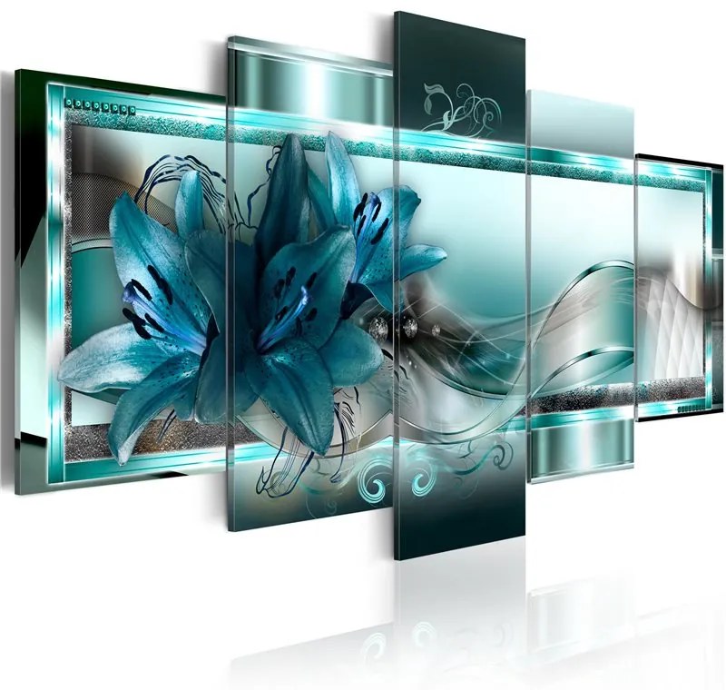 Quadro  Sky Blue Lilies  Colore Blu, Dimensioni e Misure 100x50