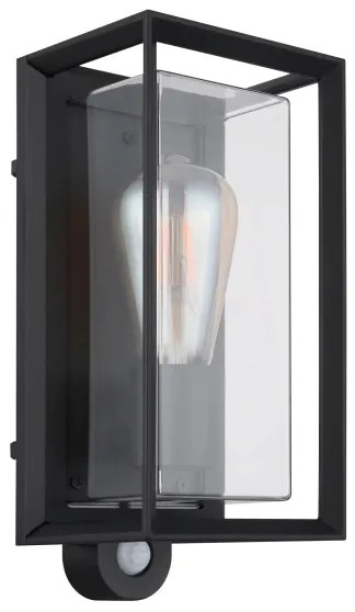 Globo 31982SS -Applique da esterno con sensore LOGANA 1xE27/60W/230V IP44 nero