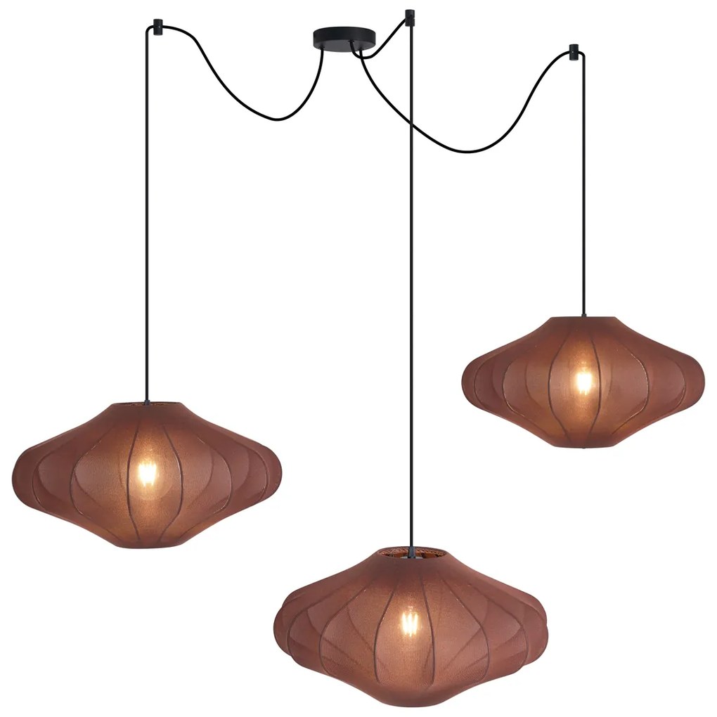 Lampada a sospensione Japandi marrone 50cm 3 luci - Plu