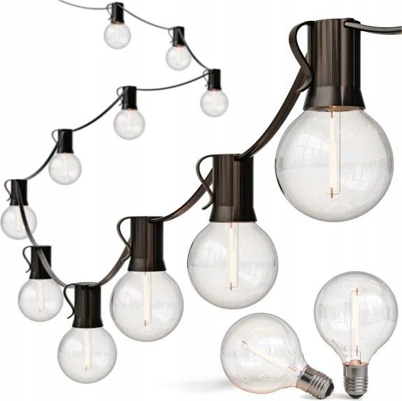 LED catena luminosa decorativa per esterni 25xE12/1W/230V 17,5 m IP65 nera