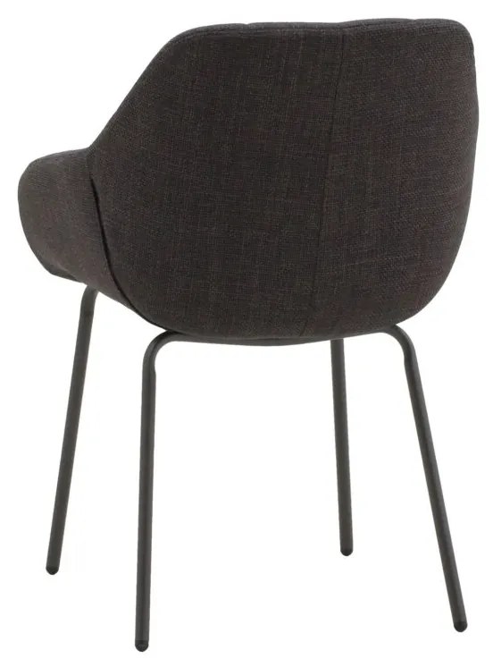 Set di poltroncine SMICHOV in tessuto grigio scuro e gambe in metallo nero, con braccioli