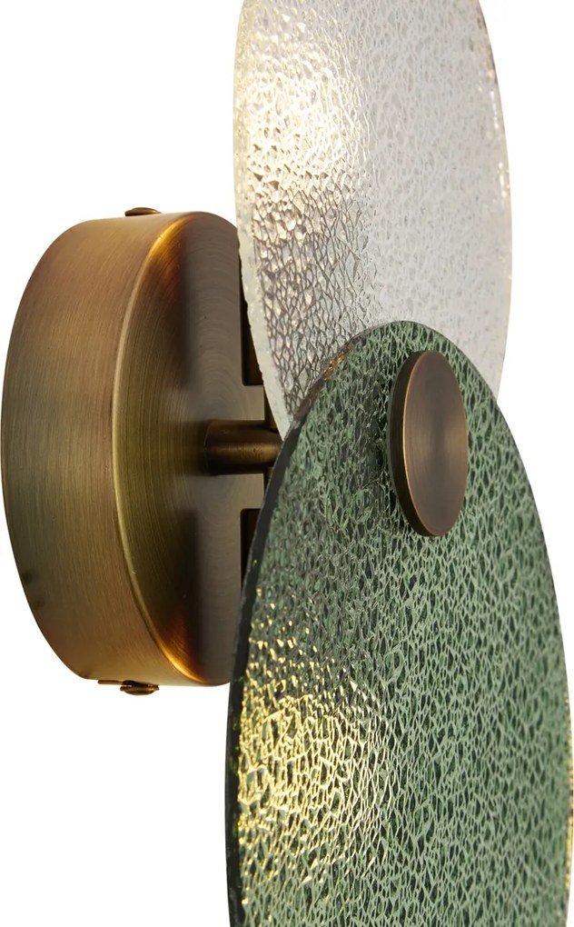 Lampada da parete Art Déco bronzo scuro con vetro verde e trasparente 2 luci - TEXT