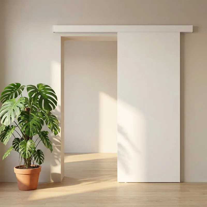 Porta scorrevole reversibile Oxford in mdf bianco, L 93 x H 212 cm, con binario Meli