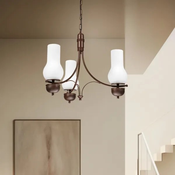 Brilagi - LED Lampadario a sospensione con catena COTTAGE 3xE14/40W/230V quercia/bianco