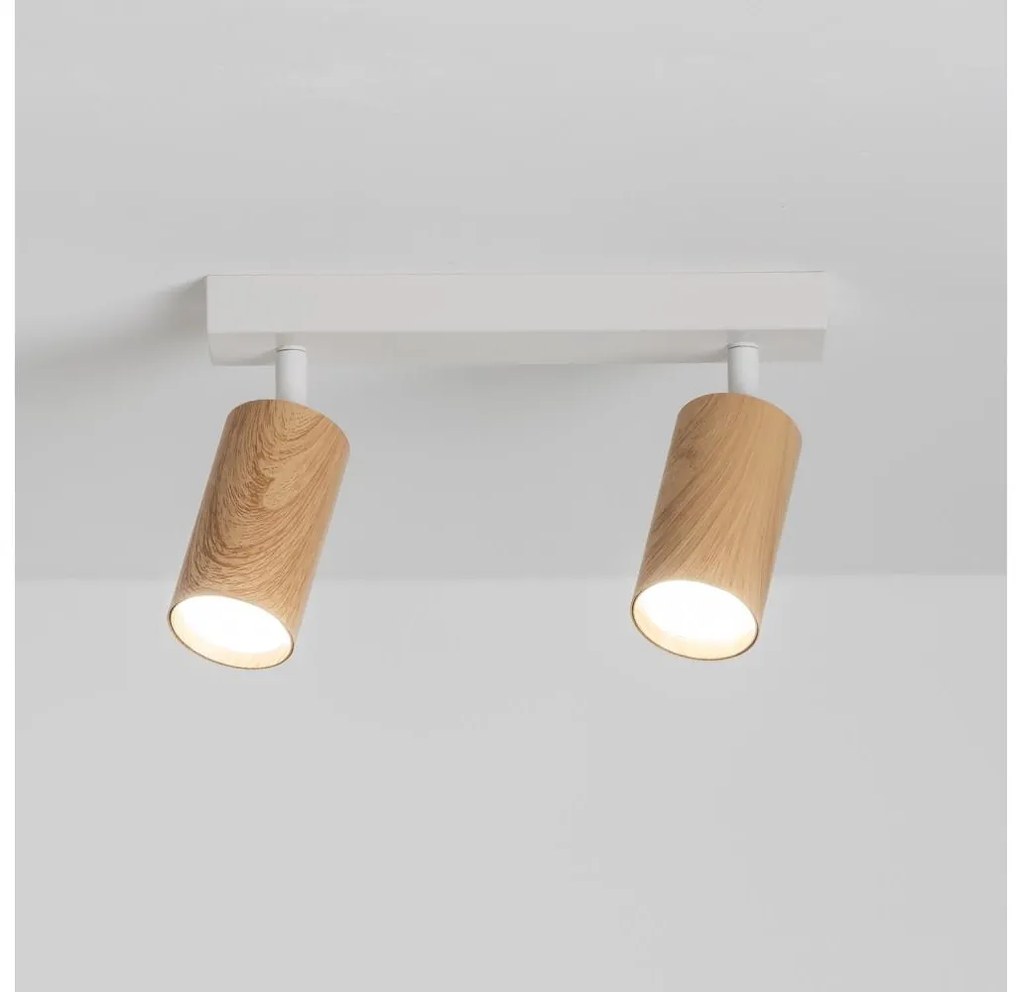 Brilagi - Faretto SELE 2xGU10/30W/230V bianco/decorazioni in rovere