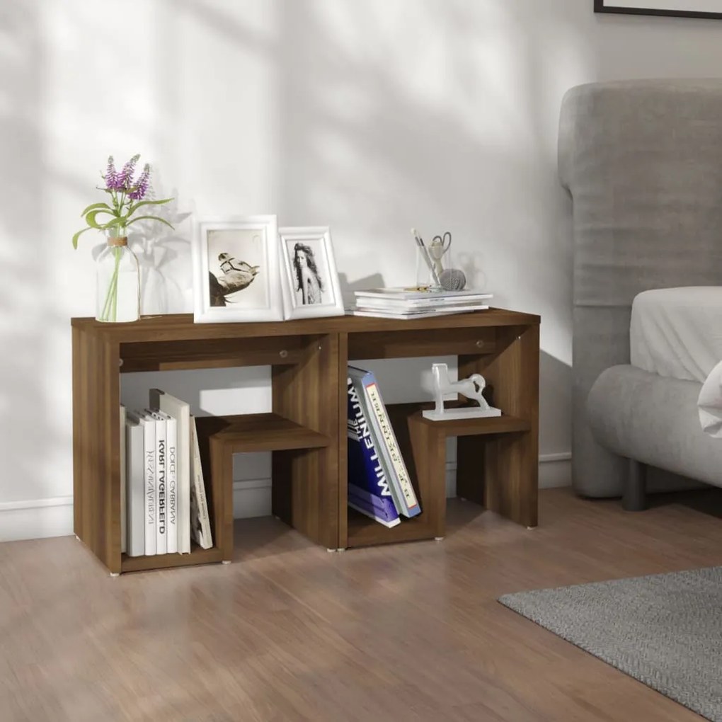 Comodini Rovere Marrone 2 Pz 40x30x40 Cm İn Legno Multistrato /