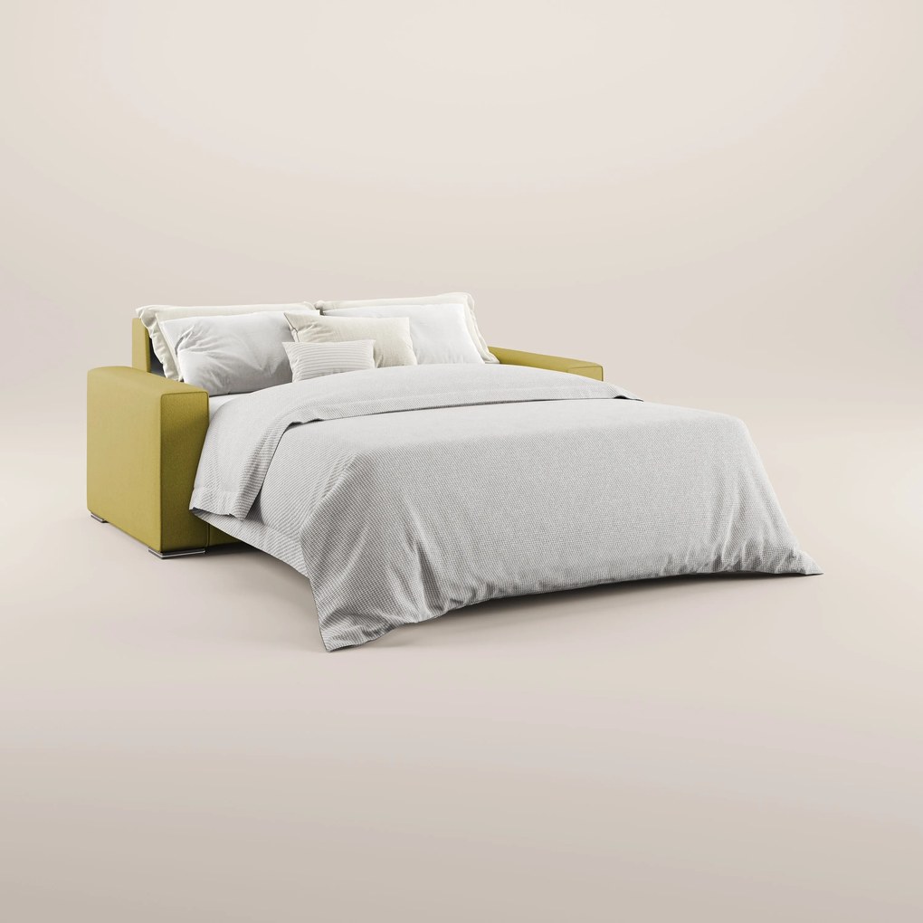 Dream Divano letto moderno dai morbidi cuscini in tessuto smacchiabile T05 giallo