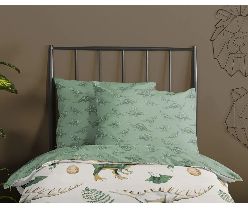 Set copripiumino e federa da bambini verde/beige in cotone per culla 100x135 cm Gabi – Good Morning