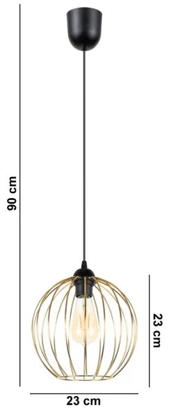 Lampadario a sospensione con filo MATT 1xE27/60W/230V nero/oro