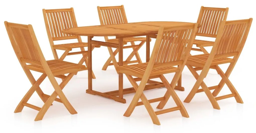 Set da pranzo da giardino 7 pz in legno massello di teak