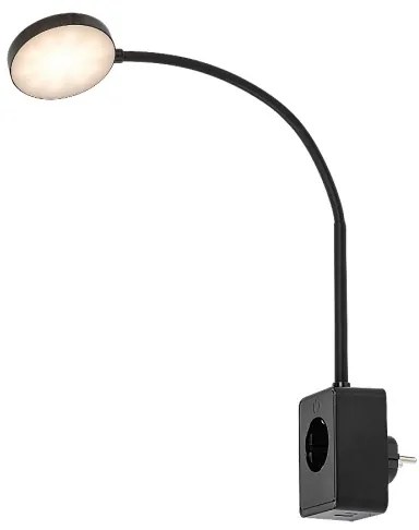 Rabalux 71284 - Lampada da parete LED dimmerabile TIVRO 4W/230V con porta USB da collegare alla presa, nera