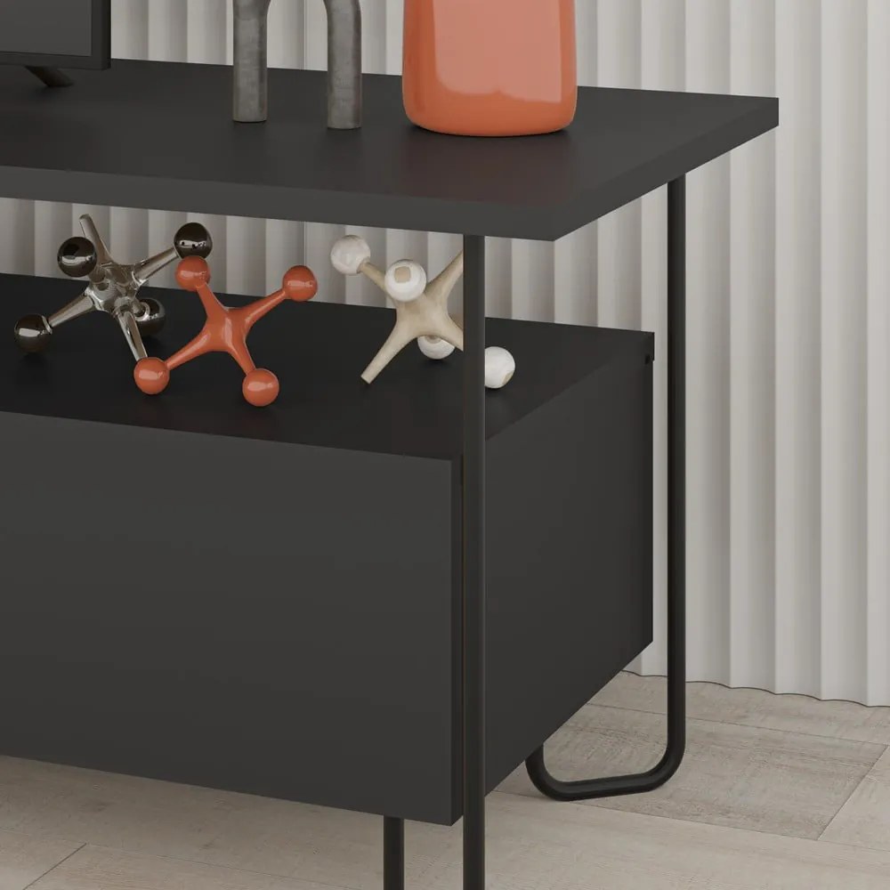 Tavolo TV nero 150x45 cm Dilly - Marckeric