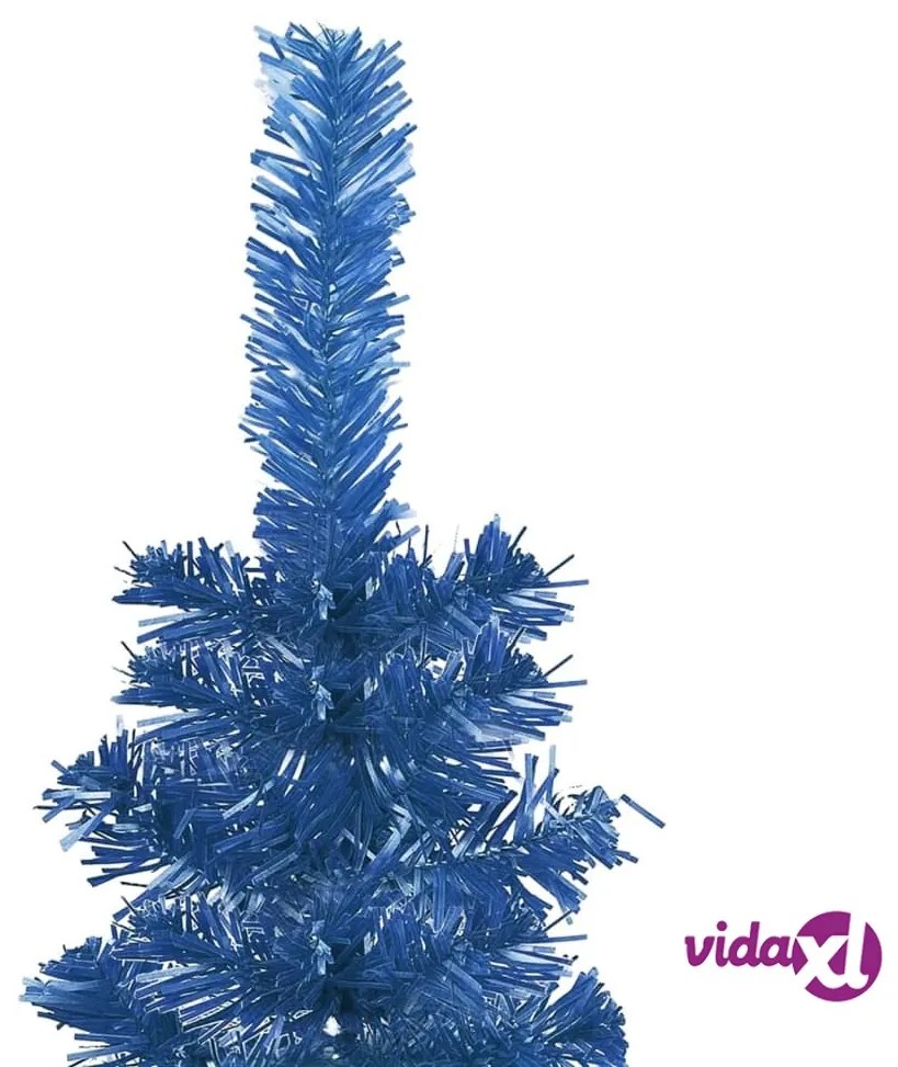 vidaXL Albero di Natale Sottile Preilluminato Blu 120 cm