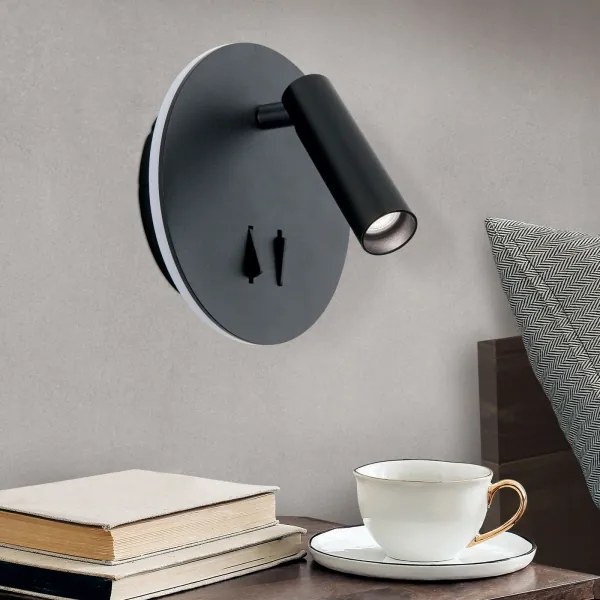 Orion WA 2-1467 - Luce Spot da parete a LED LENNY LED/6W/230V + LED/3W nero