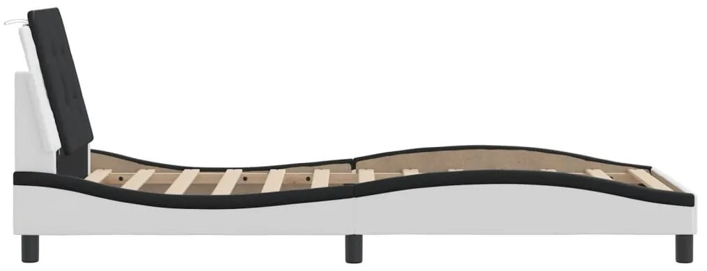 Giroletto con testiera bianco e nero 80x200 cm in similpelle
