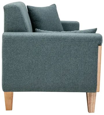 Divano scandinavo 3 posti in tessuto grigio verde e legno chiaro FJORD