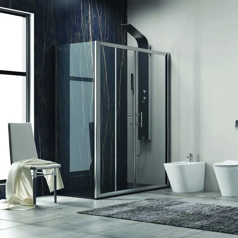 Kamalu - Cabina doccia 160x80 cm ad angolo laterale fisso 80cm con profili cromo |KF6000S