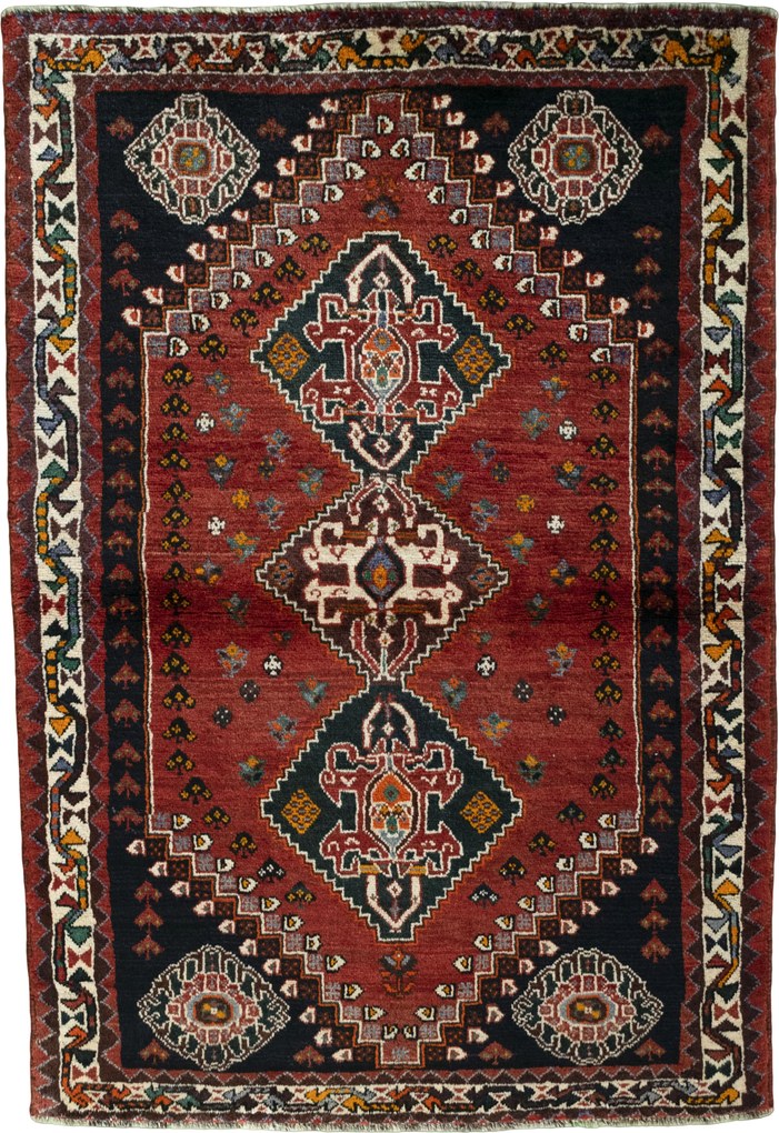 Shiraz Tappeto 170x120 Rosso (Iran) Annodato A Mano