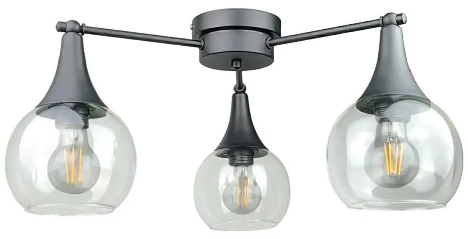 Lampadario a plafone STAR 3xE27/60W/230V nero/limpido